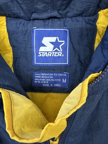 Vintage 90's Notre Dame Fighting Irish Starter Jacket Coat W/ Hood Sz Med GOLD - Picture 5 of 10