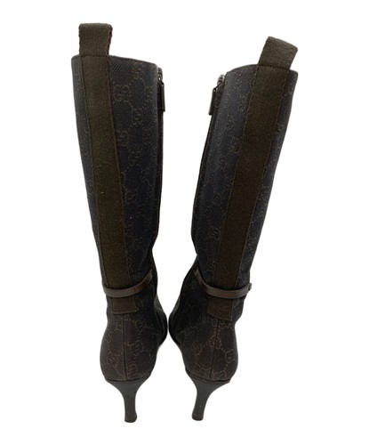 GUCCI Long Boots Shoes GG EU 35.0 US 5.0 Black Authentic - Picture 4 of 10