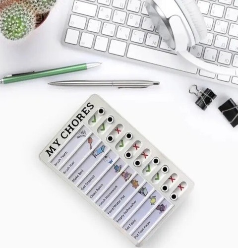 My Chores Checklist Board Home Kids Chore Chart Memo Checklist Boards White New - Picture 11 of 11