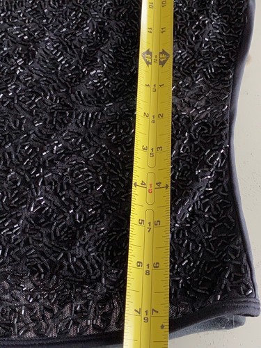 Escada schwarz Pailletten Perlen ärmellos Bluse Tank Top Shell Abend Gr. M - Bild 8 von 9