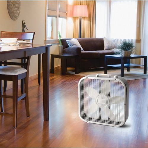 20" Classic Box Fan with Weather-Resistant Motor, 3 Speeds, 22.5" H, White - Picture 7 of 8