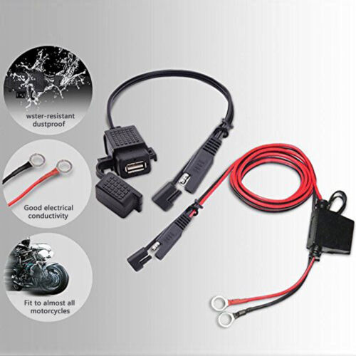 Adaptador 12V Moto Impermeable SAE a USB Cargador Enchufe Fusible Interior - Imagen 2 de 12