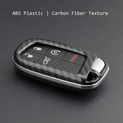 Custodia chiave intelligente auto fibra di carbonio plastica ABS per Jeep Fiat Dodge Chrysler - Foto 6 di 10