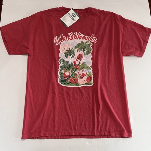 Mele Kalikimaka Merry Christmas Hawaiian T Shirt New with Tags size L Red