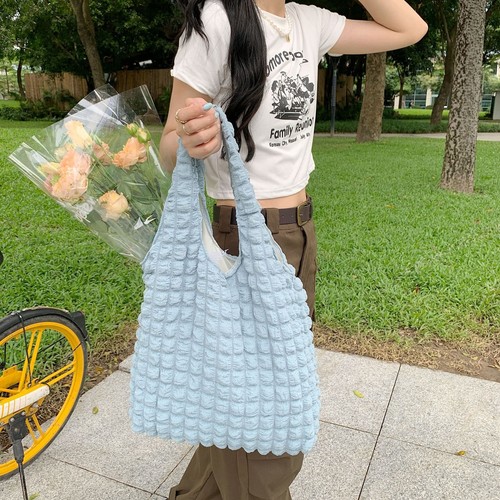Cloud Bubble Flower Shoulder Bag New Girl Student Simple Handbag Canvas Bag - Picture 17 of 19