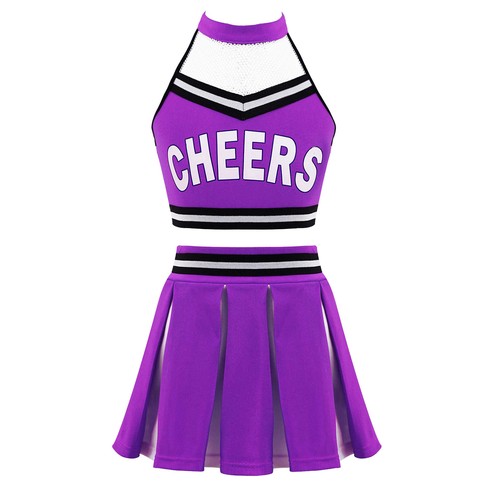 Kids Girls Cheer Leaders Uniform Costume Outfit Crop Top with Pleated Skirt - Bild 27 von 74