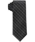 $125 Calvin Klein Boy Black Plaid Skinny Silk Dress Neck Tie Slim Necktie 54x2.5