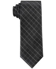  125 Calvin Klein Boy Black Plaid Skinny Silk Dress Neck Tie Slim Necktie 54x2.5