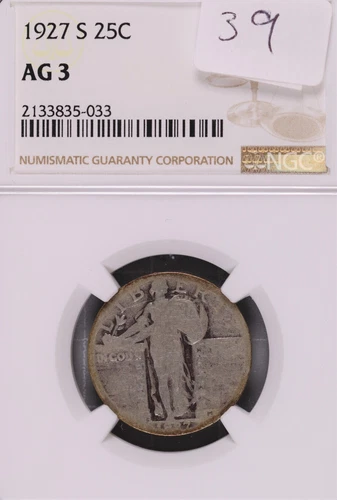 1927-S Standing Liberty Silver Quarter NGC AG-3 #5-033