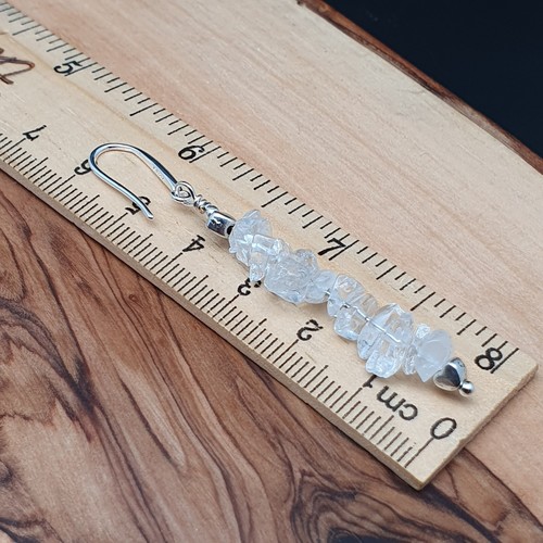 Earrings Beaded Crystal Chips Long Dangle Drop Natural Gemstone Sterling Silver - Picture 81 of 166