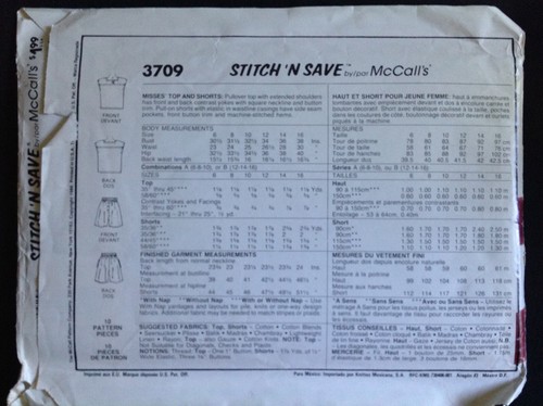 Pattern Stitch ’n Save 3709, misses top and shorts retro 80s - Picture 2 of 2