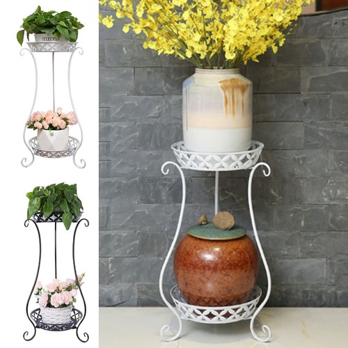 2 Tier Flower Plant Pot Stand Display Shelf Unit Metal Holder Indoor Garden Deco - Picture 4 of 46