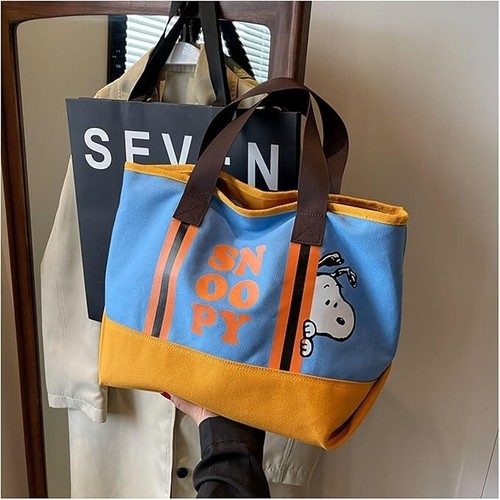 Snoopy canvas tote bag, large capacity, shoulder strap, zipper, inner pocket - Picture 6 of 6
