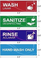 4 Pack Wash Rinse Sanitize Sink Labels Waterproof Sticker Signs Perfect for 3...