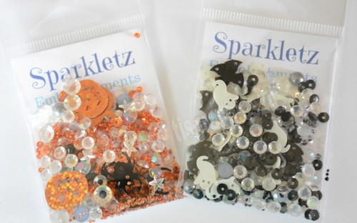 Halloween Sparkletz / Boo ~ Creepy / Confetti ~ Gems ~ Sequins / Shaker Cards - Picture 1 of 5