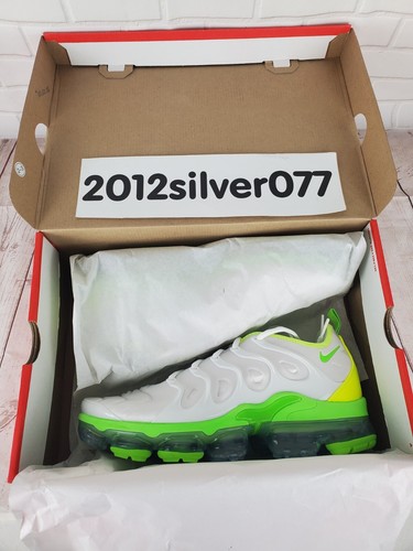 Size 10.5 Nike Air VaporMax Plus 'Tennis Ball' White/Electric Green DJ5975-100 - Picture 9 of 10
