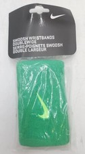 Nike Swoosh Double-Wide Wristbands Pair Green/Neon Green Terry Unisex Tennis