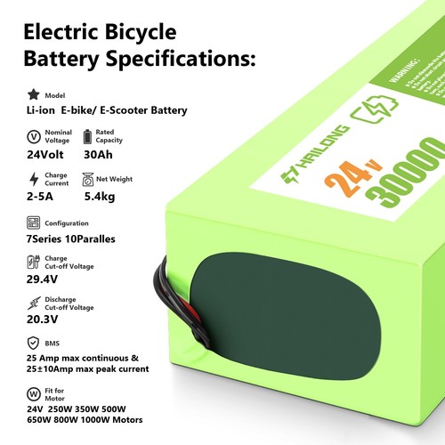 H HAILONG 24V 30Ah Battery Lithium Battery For 200W-750W Electric Scooter Motor - Picture 2 of 7