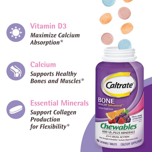 Caltrate Chewables Calcium Vitamin D Supplement - 155 Count - Picture 5 of 9