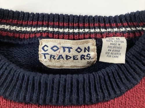 VTG Cotton Traders Mens Sweater American Flag Star Heavy 100% Cotton Sz M - Picture 6 of 10