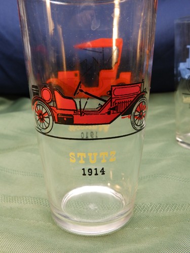 4 Vintage Hazel Atlas 50'S BAR DRINK GLASSES Cars Chevy Ford Maxwell Studebaker - Picture 2 of 10