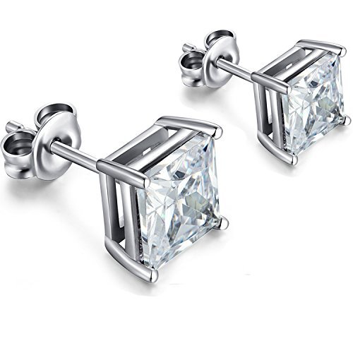 Sterlingsilber Ohrstecker Kubik Zirkonia Rund Männer Frauen 2-teiliges CZ Ohrringe Set - Bild 3 von 5