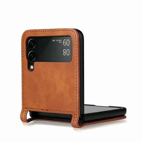 Estuche rígido delgado con ranura para tarjeta híbrida de cuero a prueba de golpes 6/5/4/3 5G abatible para Samsung Z - Imagen 24 de 93