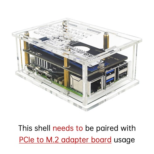 Raspberry Pi 5 PCI-E Adaptergehäuse PCIe auf M.2 Adapterplatine Acrylbox Kühler - Bild 2 von 16
