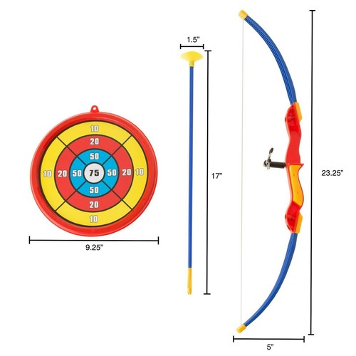 Kids Bow and Arrow Toy Archery 3 Suction Cup Arrows and Target Indoor Outdoor - Picture 4 of 4