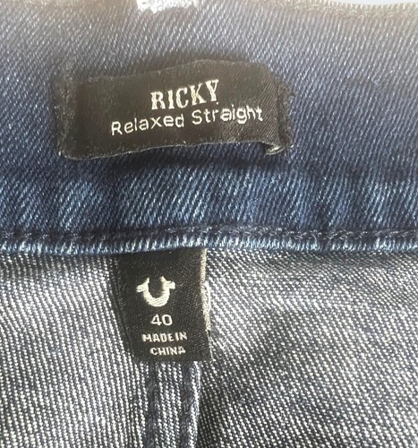 True Religion Mens Ricky Relaxed Straight Denim Shorts Dark Lagoon Wash Size 40 - Picture 15 of 16