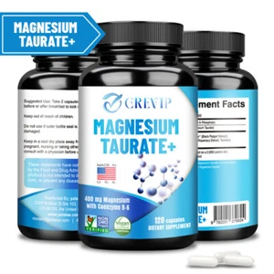 120pcs Taurat de magnésium 400mg - Santé cardiovasculaire, réduit l'anxiété, non OGM