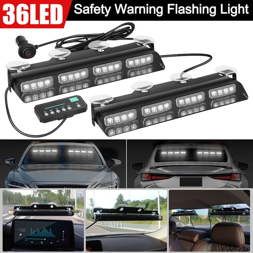 Emergency Lights Visor Safety Warning Front/Rear Dash Windshield Light 32" - Picture 2 of 19