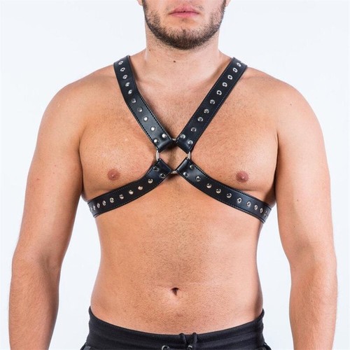 Sexy Cosplay Tops Straps Man BDSM Harness PU Leather Fetish Gay Lingerie - Picture 14 of 34