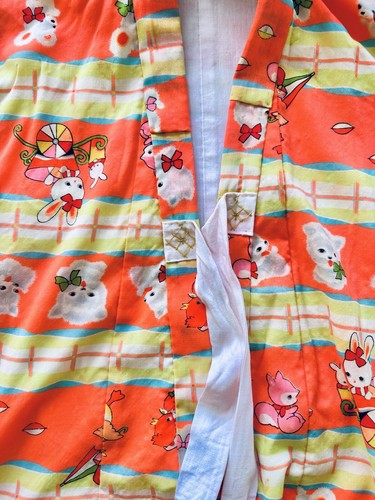 KIMONO VINTAGE 1970’S JAPANESE ROBE 👘 JAPAN CARTOON PUPPETS 89./64 比 恵 - Picture 23 of 24