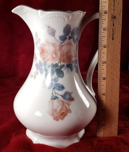 Vintage White Porcelain Pitcher / Vase w/ Flowers. Silesia. Germany - Picture 8 of 12