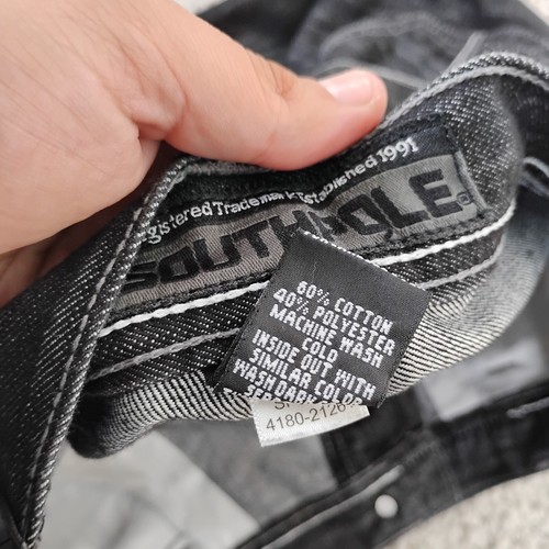 Pantalones de mezclilla Southpole de colección para hombre 36x30 negros holgados patinador Y2K grunge emo - Imagen 11 de 12