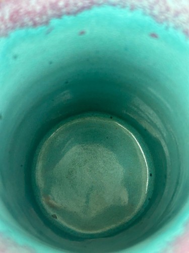 Taza de cerámica artística maceta florero Always Azul Villa Grove púrpura verde azulado jarra 6,5" - Imagen 7 de 16