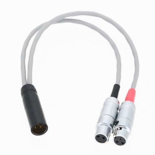 Mini-XLR 3-Pin TA3M to Dual 3Pin small-XLR TA3F 8" L2B2AT 1M2F Balanced Cable - Picture 2 of 4