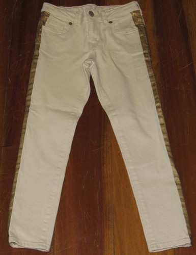 Gymboree Girls Super Skinny Off White Gold Stripe Jeans Sz 6 Pants NEW NWT Cream - Picture 2 of 3