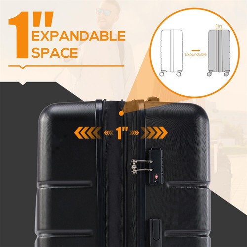 TSA Lock Suitcase Hard Shell Rolling Expandable Lightweight Carry-On Luggage - Picture 7 of 25