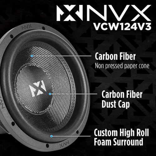 NVX VCW124v3 2400W Peak (1200W RMS) 12" VC-Series v3 Dual 4-Ohm Subwoofer - Picture 2 of 13