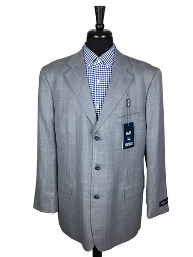 NWT Alan Flusser Men Gray Wool/Linen Check Sport Coat Blazer Jacket 44L - Picture 1 of 12