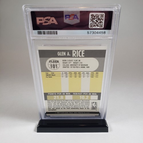 PSA 10 GEM MINT 1990 FLEER NBA BASKETBALL GLEN RICE #63 ๐๐ฅ HOF - Picture 2 of 3