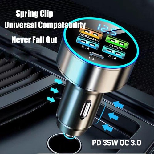Fast Car Phone Charger 250W PD + QC 3.0 4 Ports Usb + Type C PD35W Quick 3.0. - 第 1/4 張圖片