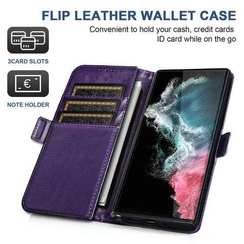 For Samsung Galaxy S22 Ultra 5G Wallet Leather Pouch Case Cover Screen Protector - Picture 23 of 27