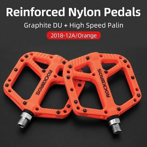 ROCKBROS MTB Road Bike Pedals Non-Slip Cycling Bicycle Pedals Orange DU Bearing - Picture 7 of 7