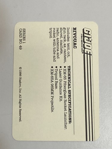 1986 HASBRO MILTON BRADLEY G.I. JOE ACTION CARDS #49 G.I. JOE BIVOUAC - Picture 2 of 2