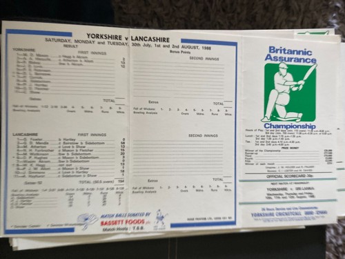 Yorkshire County Cricket 1950er 1960er 1970er 1980er 1990er Programme & Partiturkarten - Bild 70 von 101
