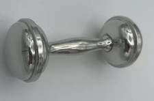 Salisbury Pewter Dumbbell Baby Rattle Toy 4" Long Classic Made In USA
