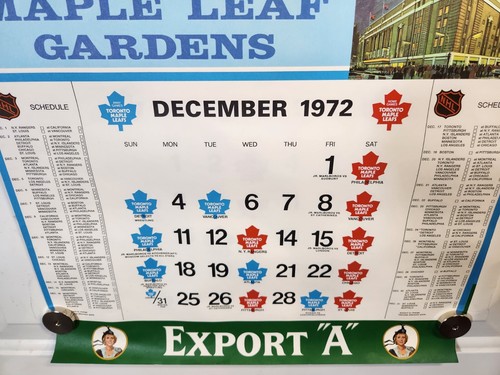TORONTO MAPLE LEAFS 1972-73 NHL SEASON CALENDAR 17'X26" EXPORT A RARE - Imagen 11 de 24